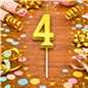 Shatchi Gold Number 4 Candle Topper, Pack of 2