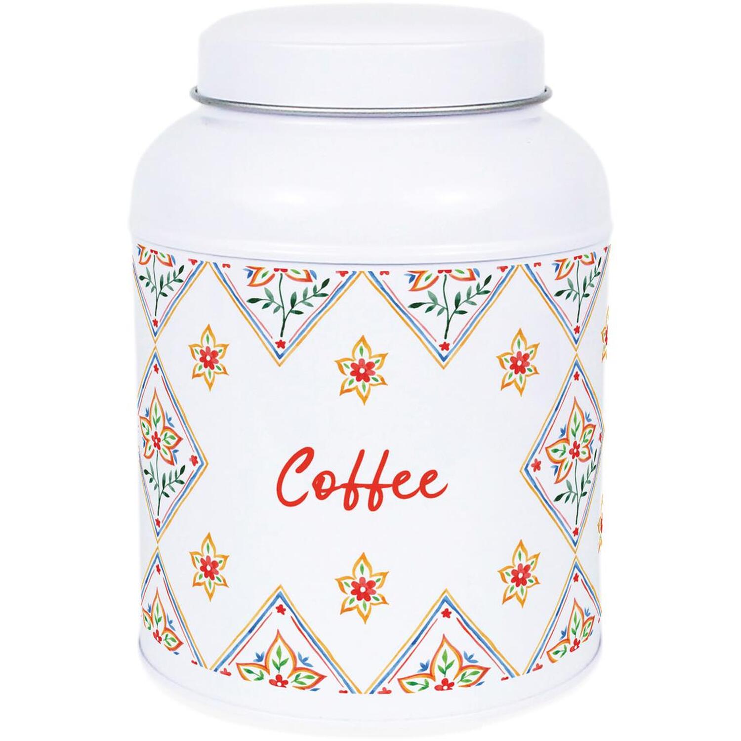 B&Q -  Diamond Floral Coffee CanisterSmall Domed Lid Kitchen Storage Tin - Image 3