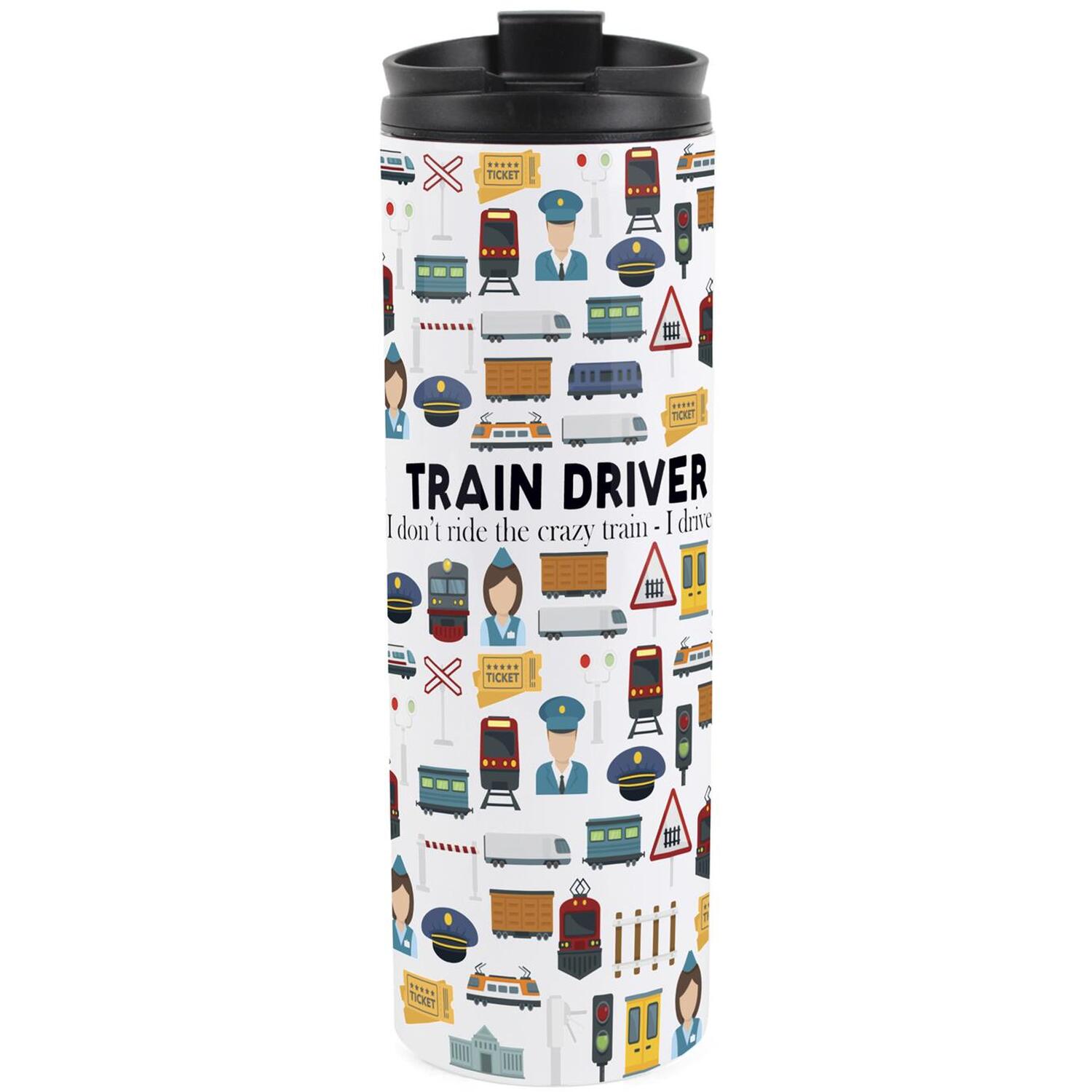 B&Q -  Train Driver Travel MugNovelty Train Operator GiftStainless Steel Vacuum-Sealed Double-Walled Hot/cold Drinks Travel Flask - Image 3