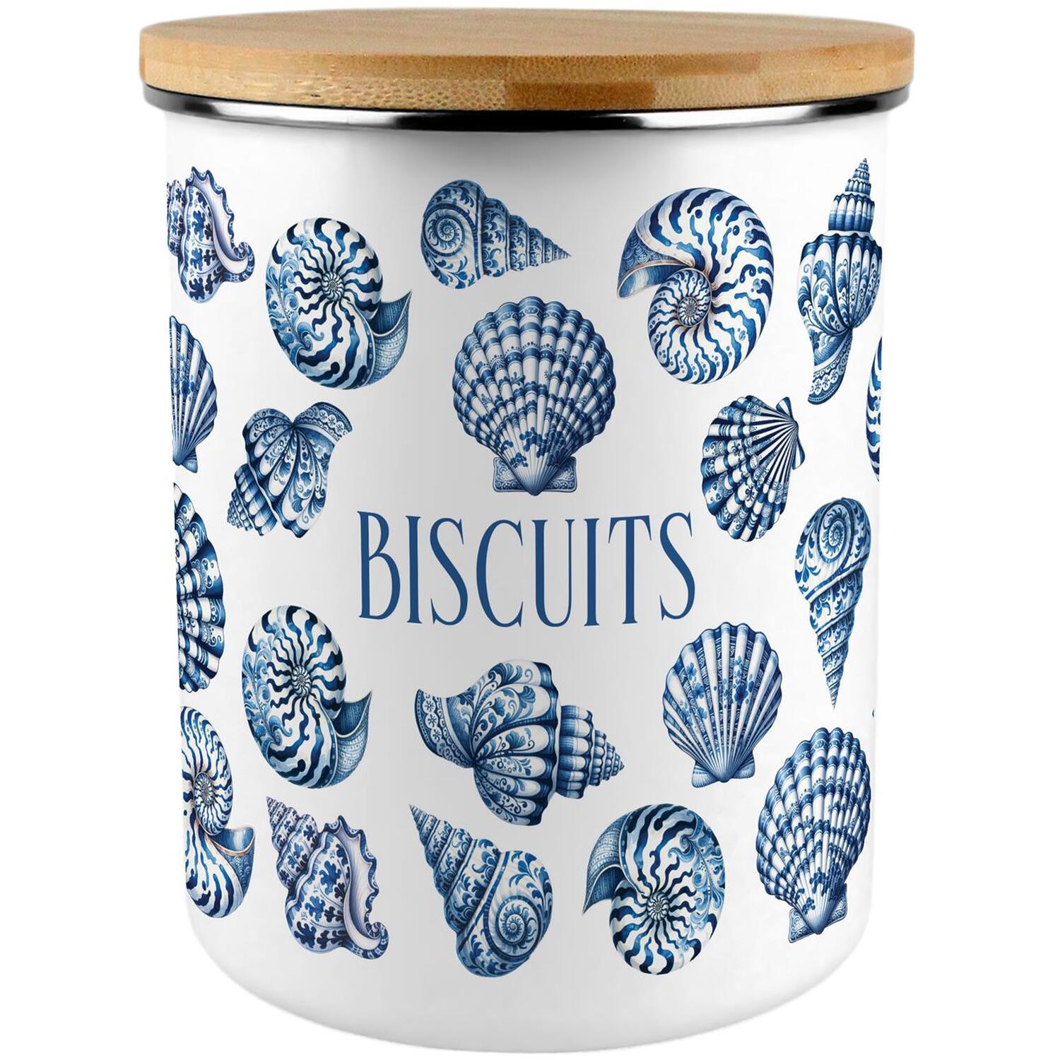 Purely Home Blue Seashells Extra Large Biscuit Tin - Blue - Image 3