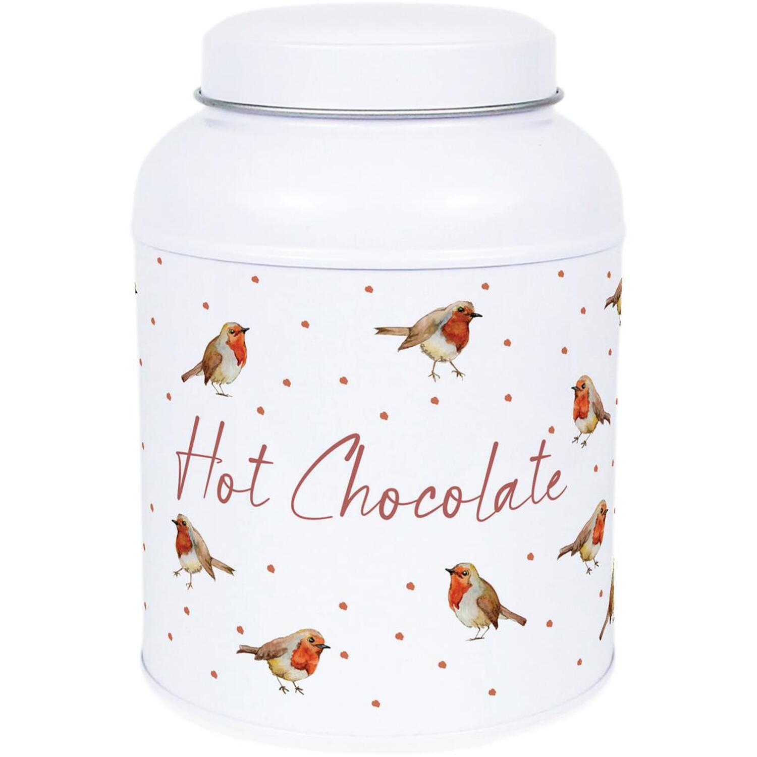 Purely Home English Robins Decaf Canister - Small Dome Lid Kitchen Storage Tin - Hot Chocolate