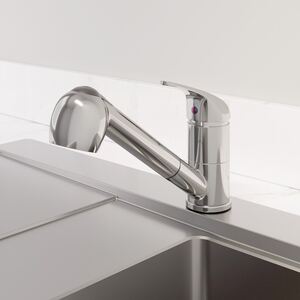 Chrome Pull Out Spray Kitchen Mixer Tap Single Lever Swivel Spout