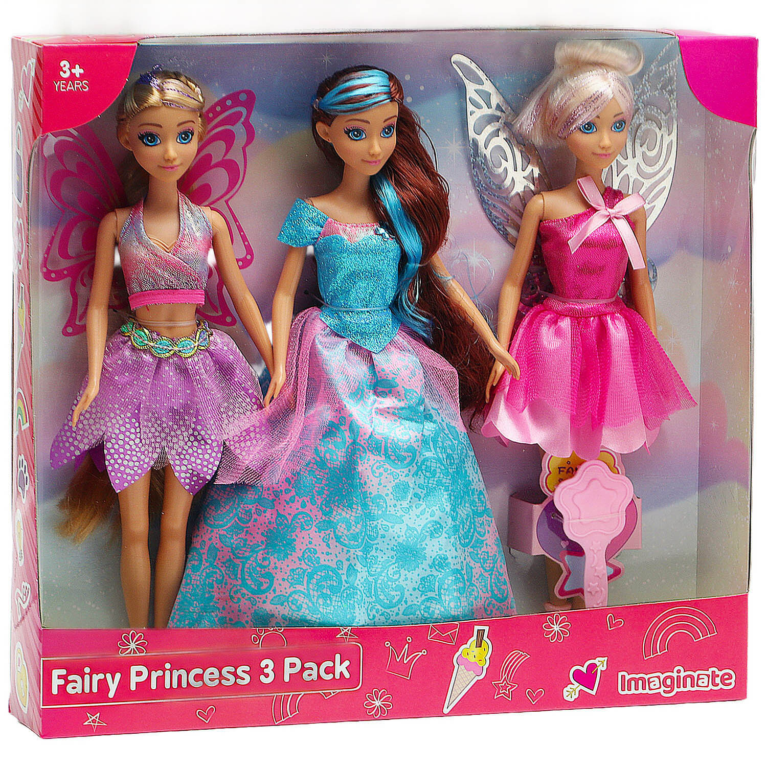 Pack of 3 Fairy Princess Dolls