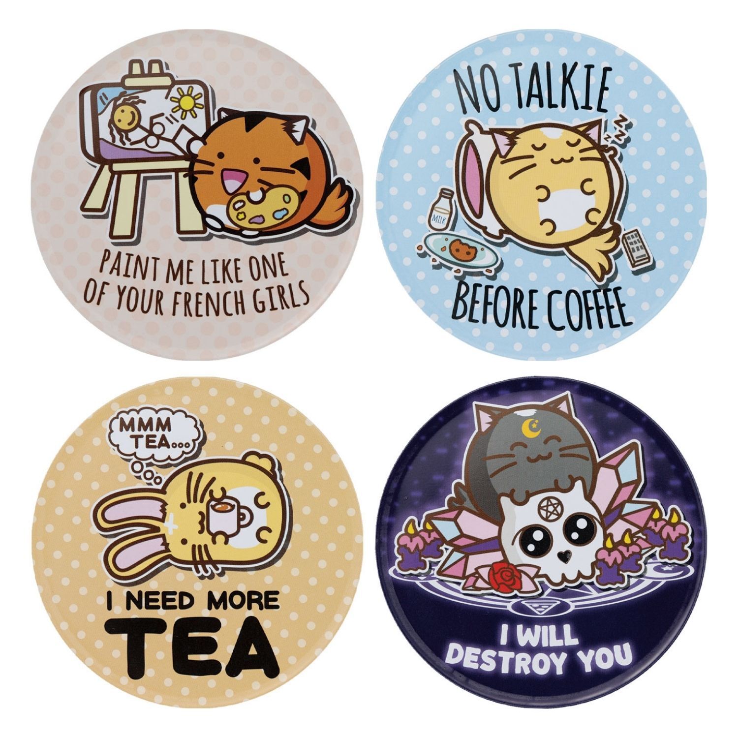 Image of Fuzzballs Set of 4 Drinks Coasters&hellip;