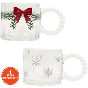 Snowflake or Bow Glass Mug