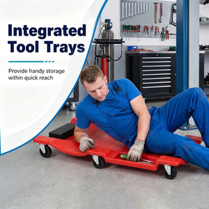 Costway 101 CM Low Profile Rolling Garage Creeper -Red