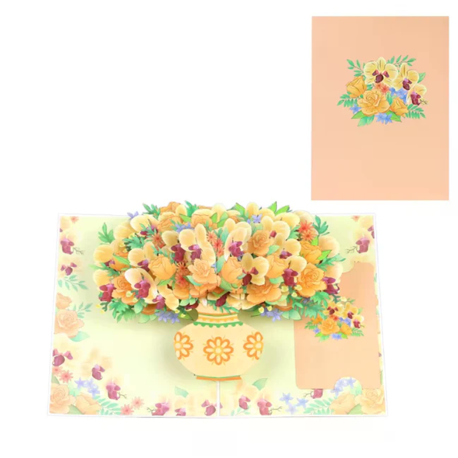 Brightfeel Rose Phalaenopsis Vase 3D Pop Up Greeting Card - White