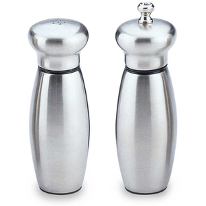 Grunwerg Gmill Salt Shaker and Pepper Mill Satin Steel Set