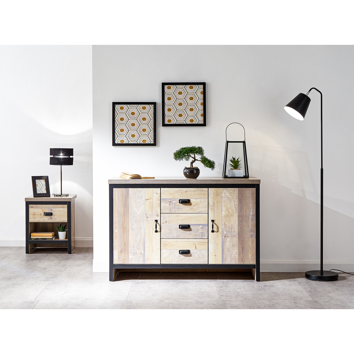 Gfw Oak Boston 2 Door 3 Drawer Sideboard - Image 3