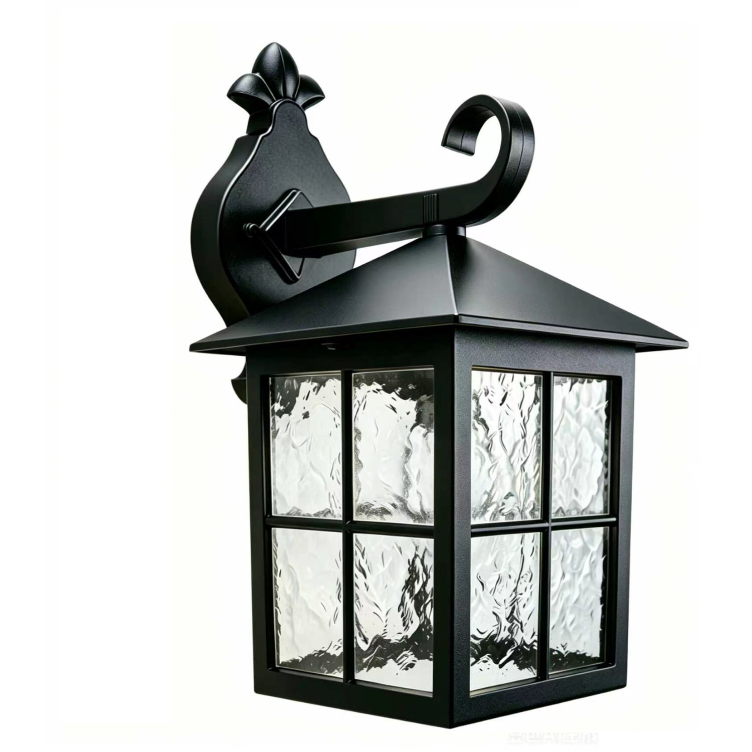First Choice Lighting Somerset Black Outdoor Lantern Wall Light - Black & Clear