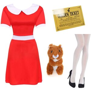 Womens Spoilt Golden Ticket Winner Fancy Dress Costume Set
