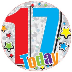 Age 17 Unisex Jumbo Badge Multi Pack of 12