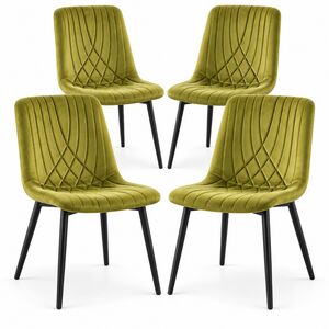 Diamond Ribbed Olive Green Velvet Dining Chairs Set of 4 Kitchen and Dining Room Chairs