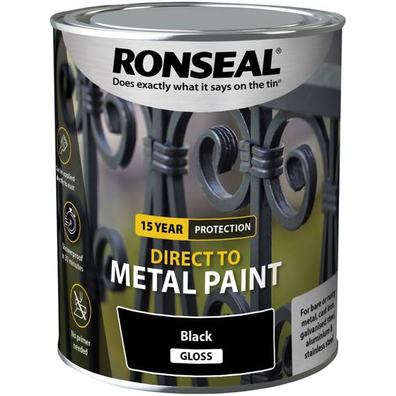 Ronseal Direct to Metal Paint Black Gloss 750ml