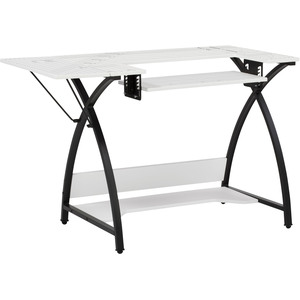 Small Sewing Table, with Gridded White Top and Black Legs