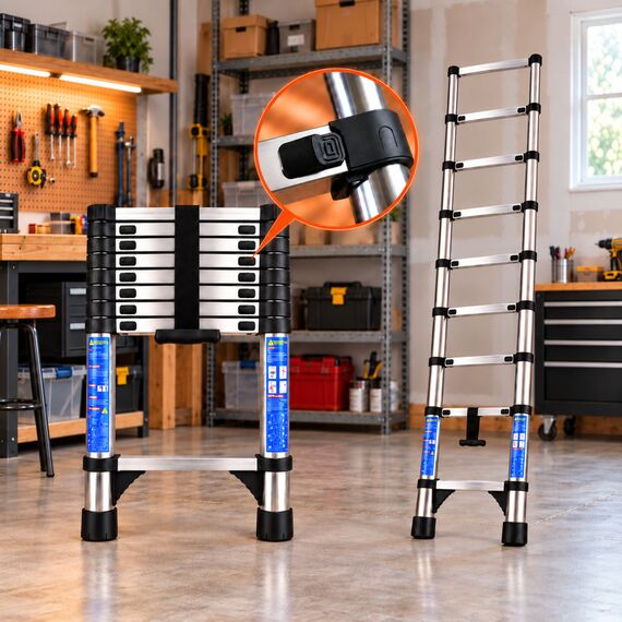 2.6m Telescopic Ladder Stainless Steel