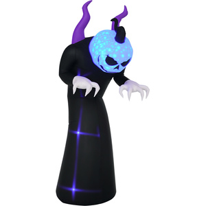 Inflatable Halloween Ghost, Horns, LED Lights & Flame Effect