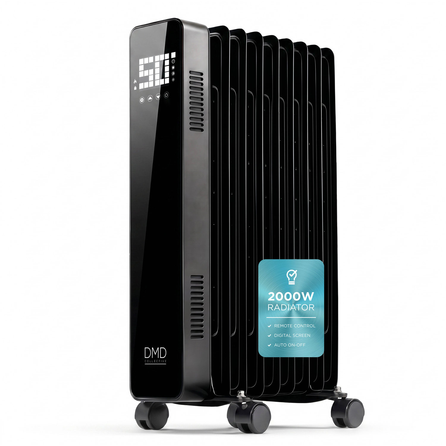 Dmd Collective 2000W 9 Fin Oil Filled Radiator With Remote, Led Display & Timer