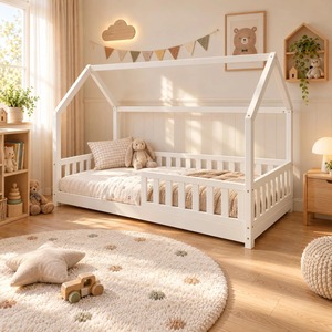 Kids Frame House Bed - Natural