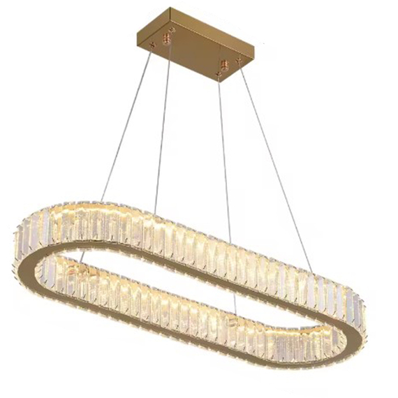 Modern Oval LED Crystal Pendant Light with Remote Control