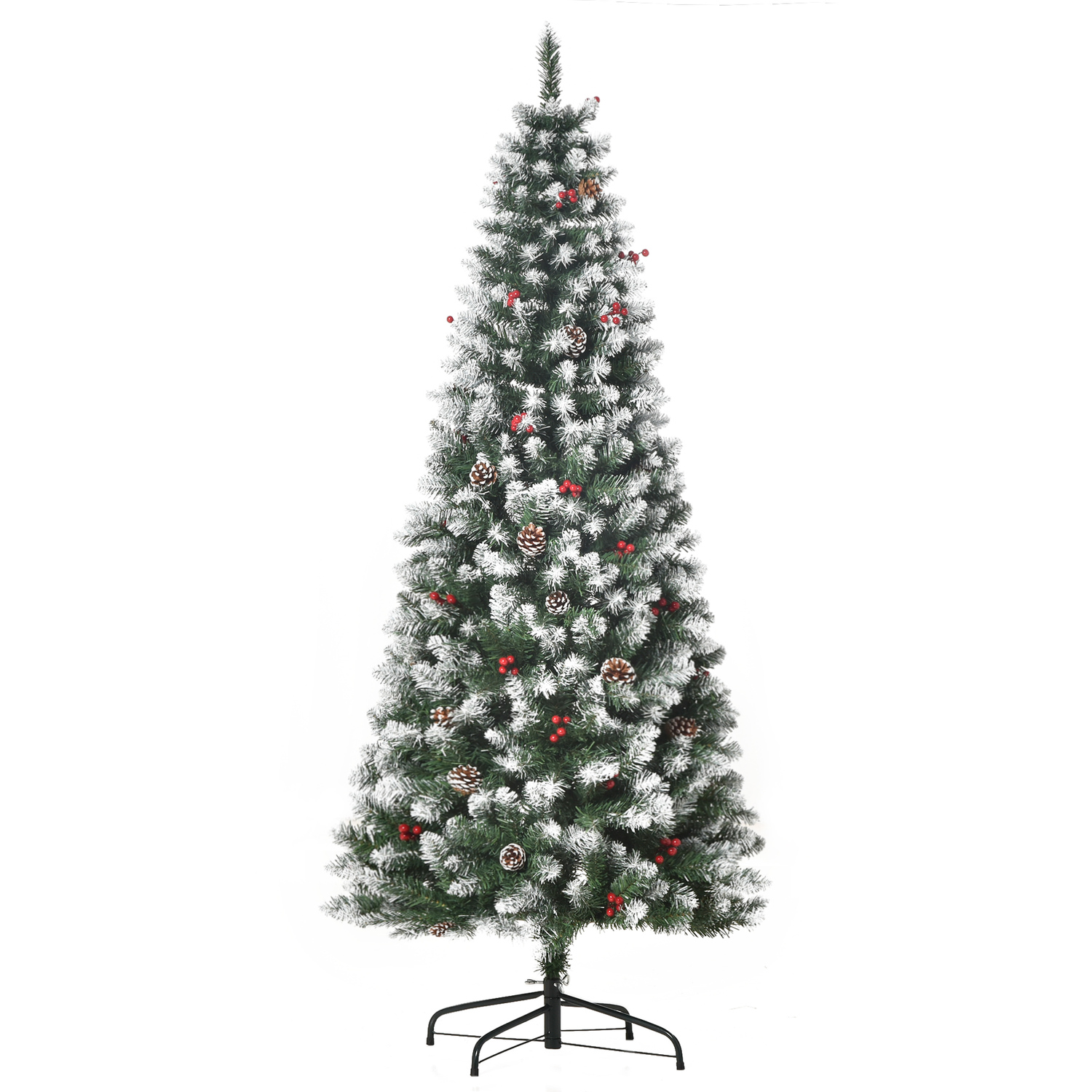 Aka 6Ft Artificial Pencil Christmas Tree, Berries, Pinecones ,Green