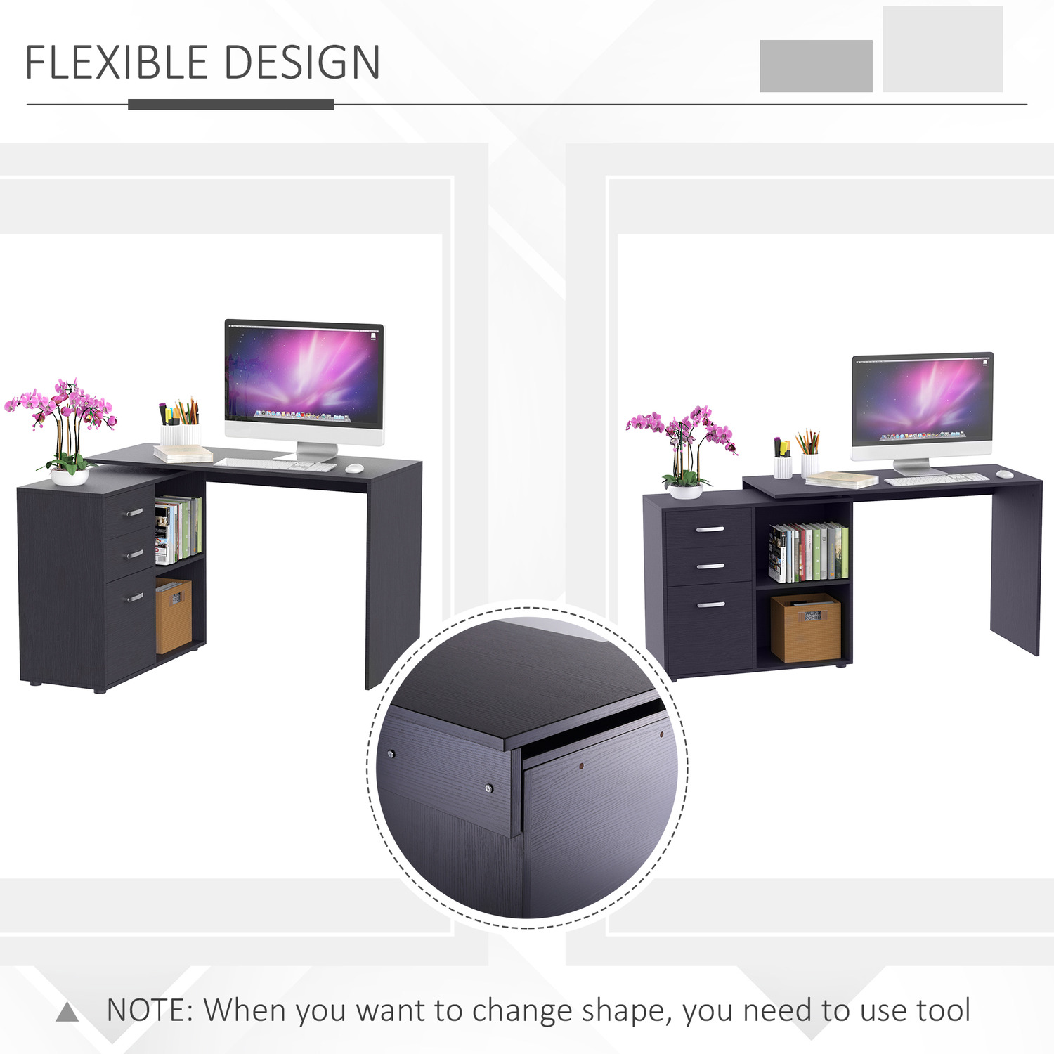 Homcom Computer Desk Table Workstation L Shape - Black