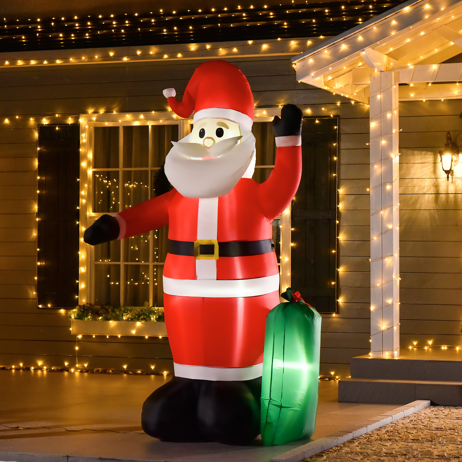 HOMCOM 7.5ft Inflatable Christmas Santa Claus with LED  - Red