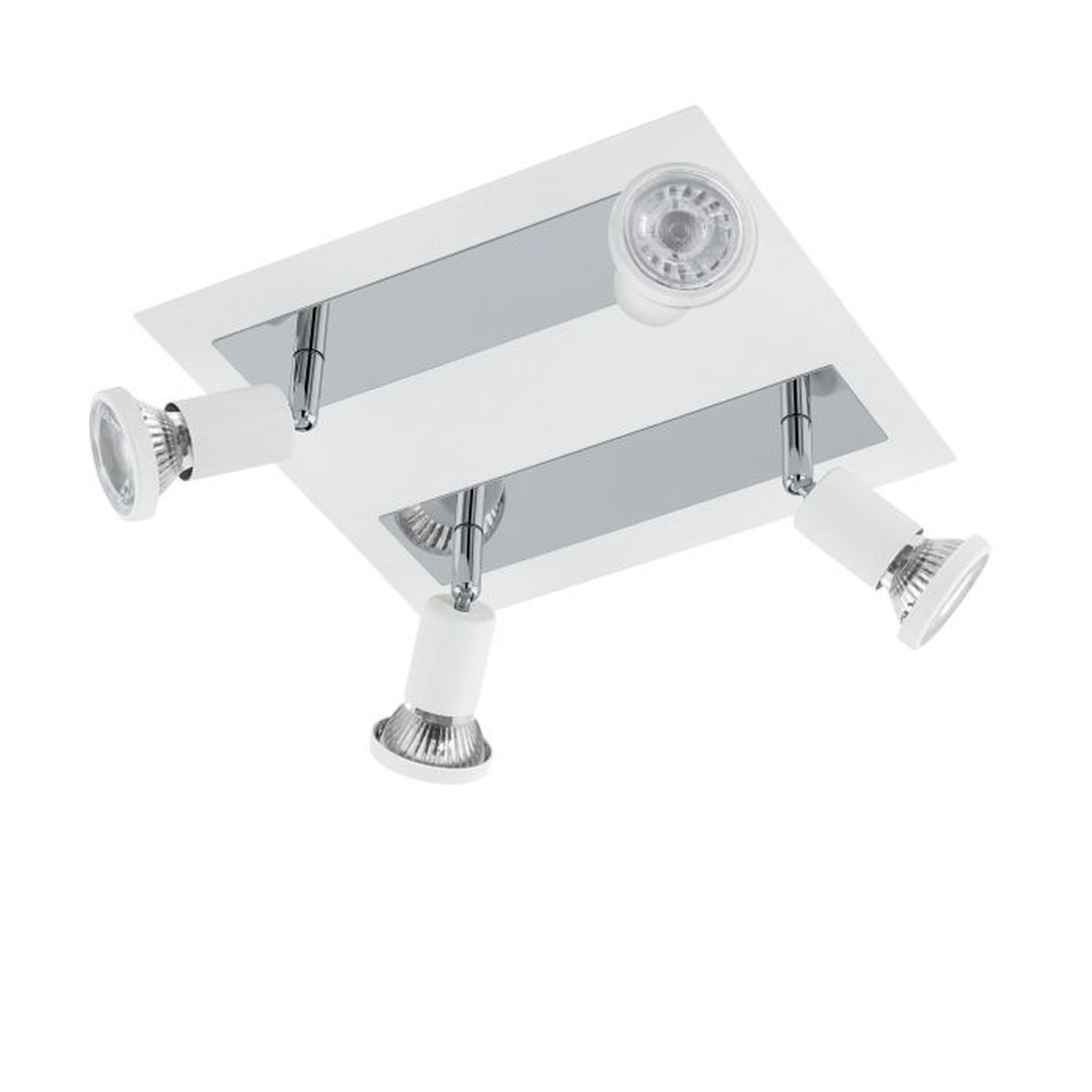 Eglo Sarria Ceiling 4 Light Spotlight - Square White And Chrome - White Chrome