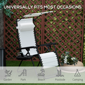White Outsunny Zero Gravity Garden Deck Folding Chair shot 1337866