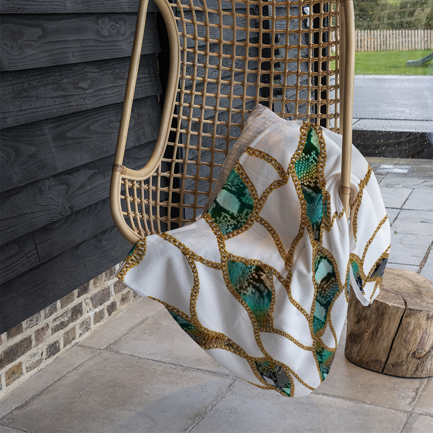 Chains  Snake Skin Blanket - Green