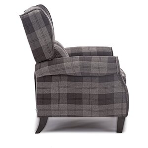 Grey Eaton Wing Back Fireside Check Fabric Recliner Armchair shot 2417088