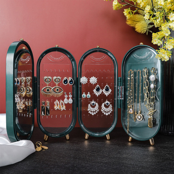 Foldable Jewelry Storage Box with Mirror