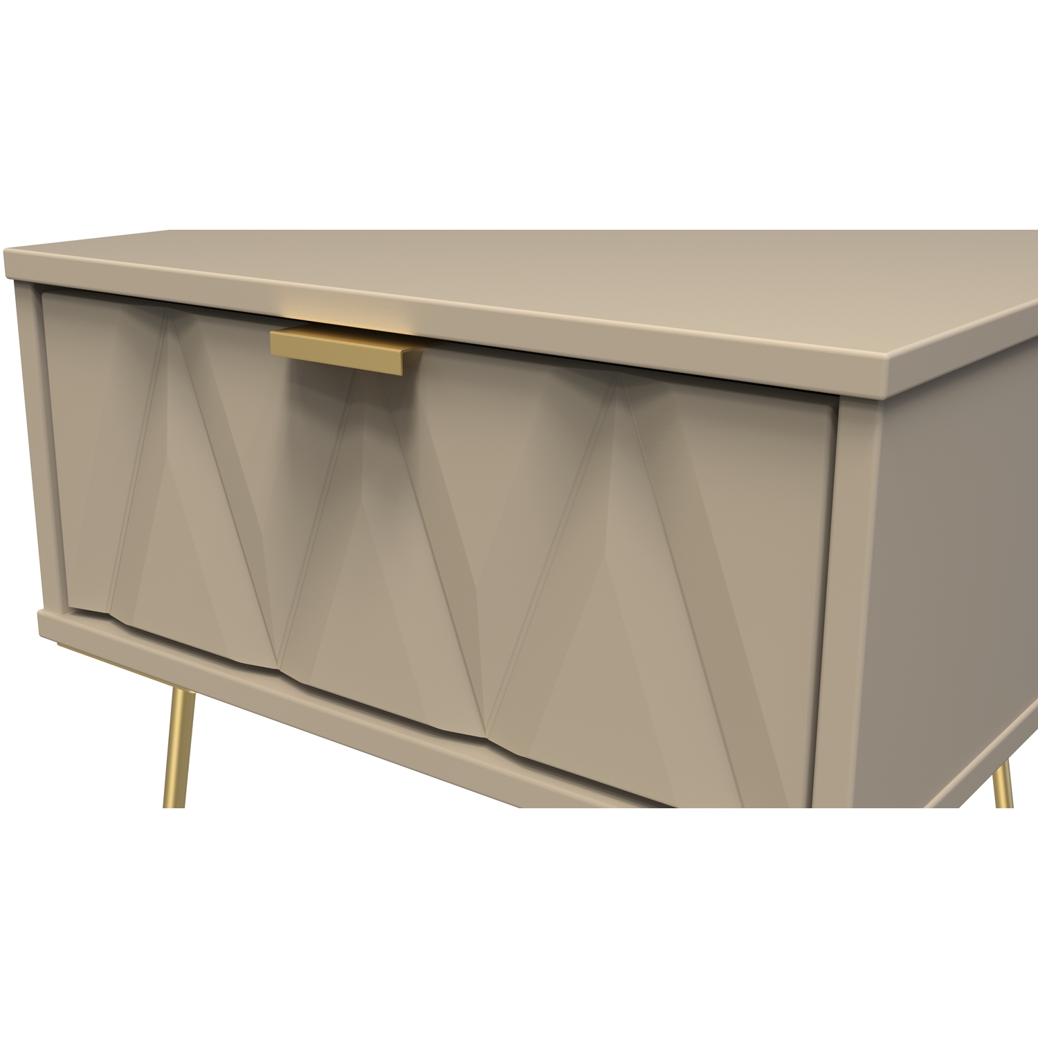 Diamond Ready Assembled 1 Drawer Bedside Cabinet With Legs - Mushroom Matt