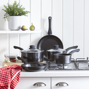 5 Piece Black Carbon Steel Cookware Set
