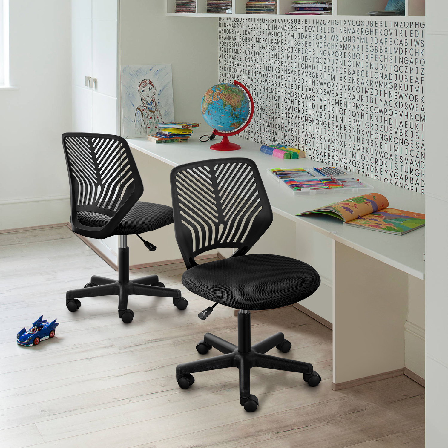 Armless Adjustable Office Chair - Black