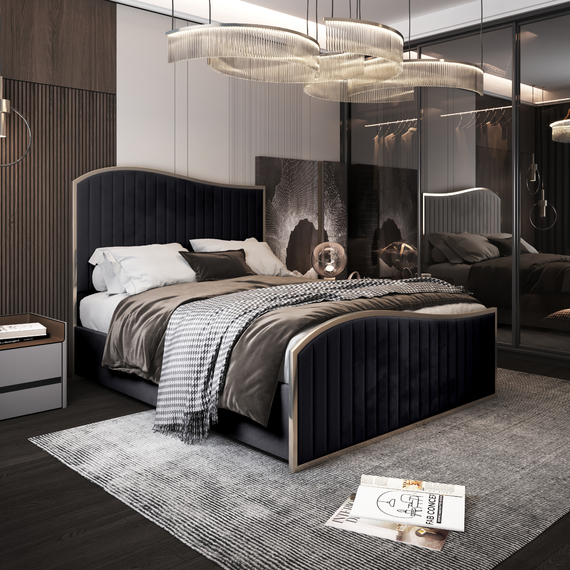 Brixton Upholstered Soft Velvet Metal Bed Frame