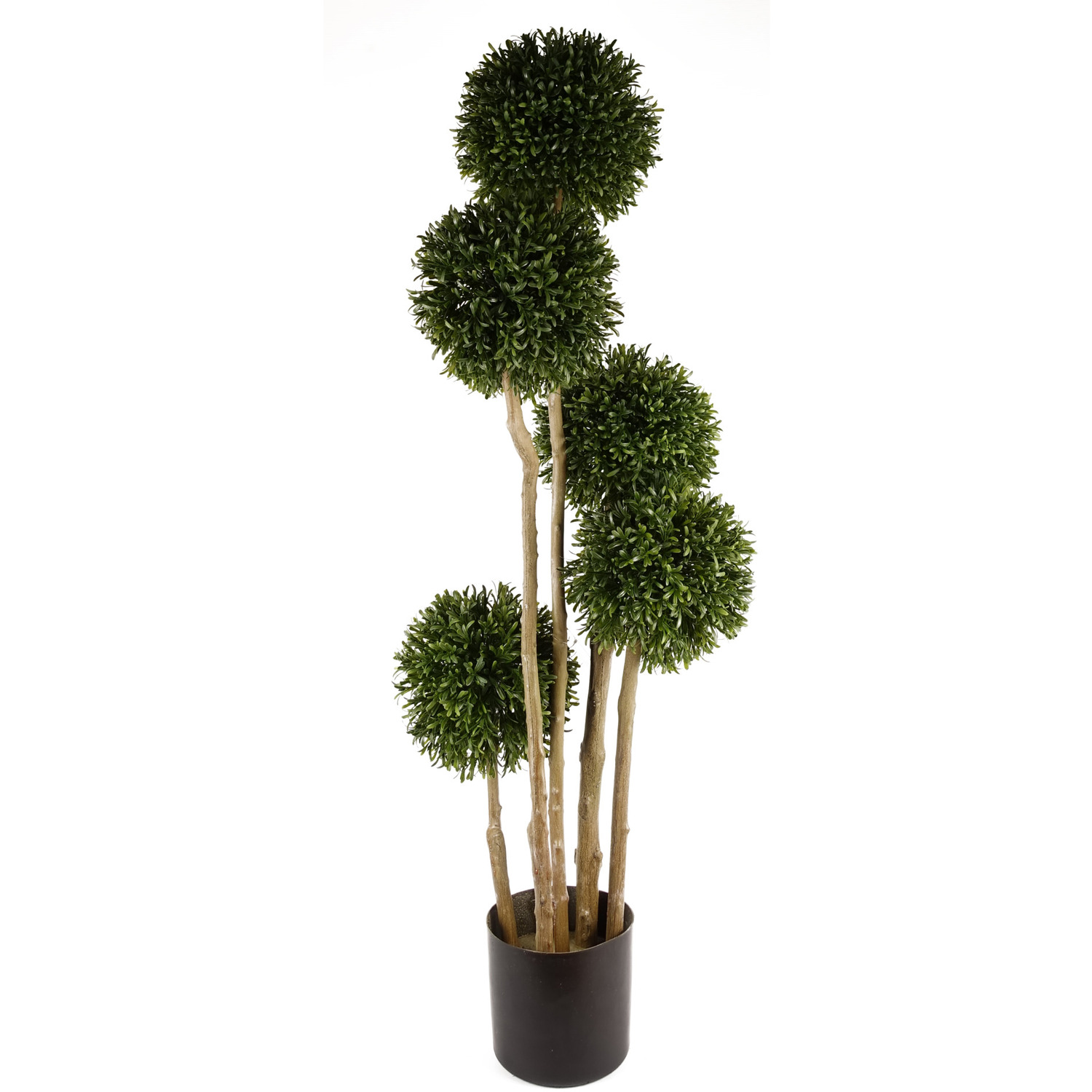 UV Resistant Balls Topiary - 480 Leaves - Natural Trunk - Green