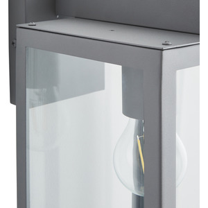 CGC ARCHIE Silver Outdoor Wall Light Box Lantern Opal Glass LED
