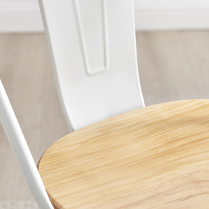 White Colton Stackable Tolix Style Industrial Metal Kitchen Dining Chair Wood Seat shot 4116870