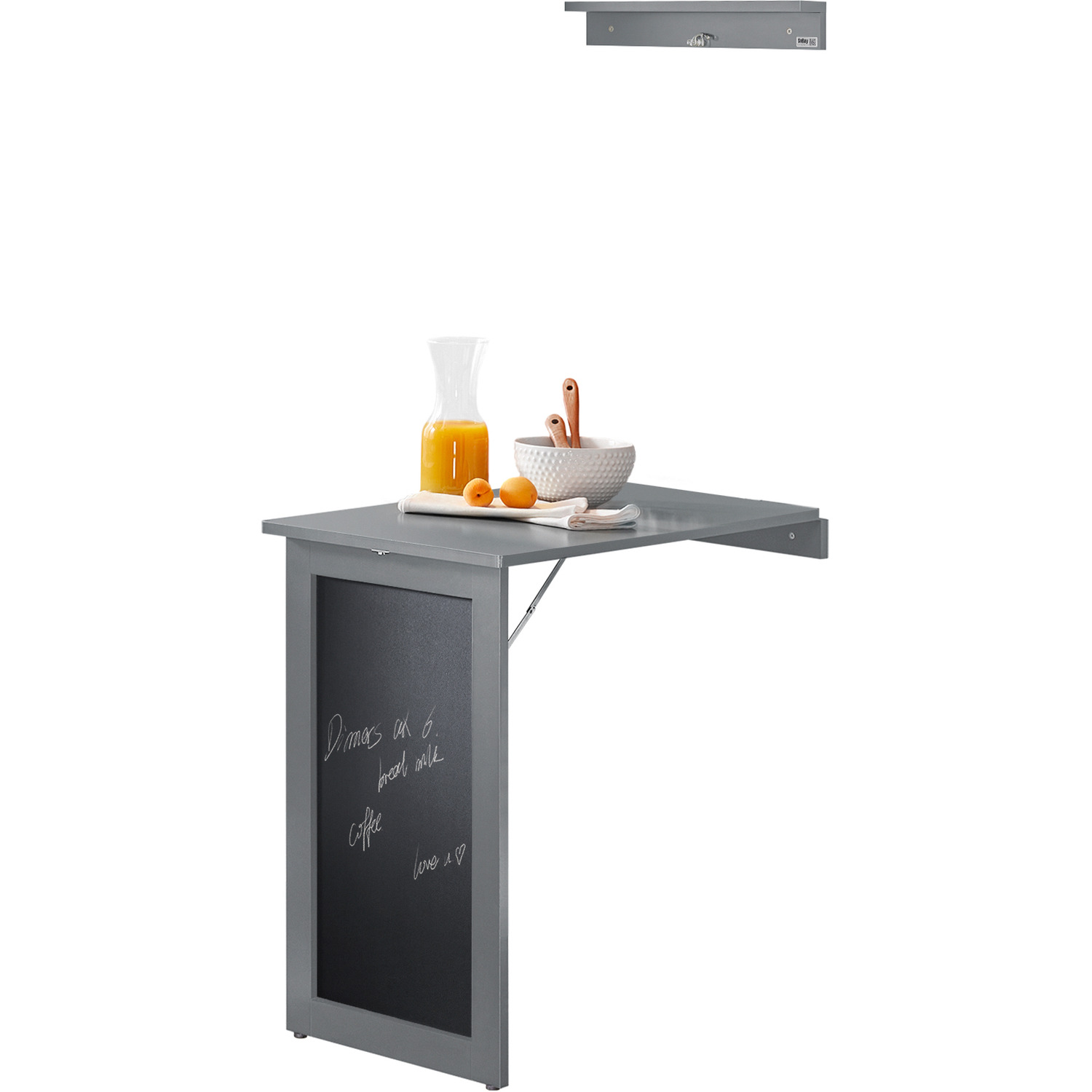 Folding Kitchen Dining Table With Chalkboard - Grey