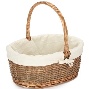 Oval Unpeeled Willow Shopping Basket With White Lining