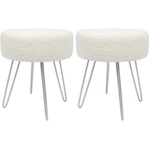 Round Boucle Footstools - H41 x D35cm - Pack of 2