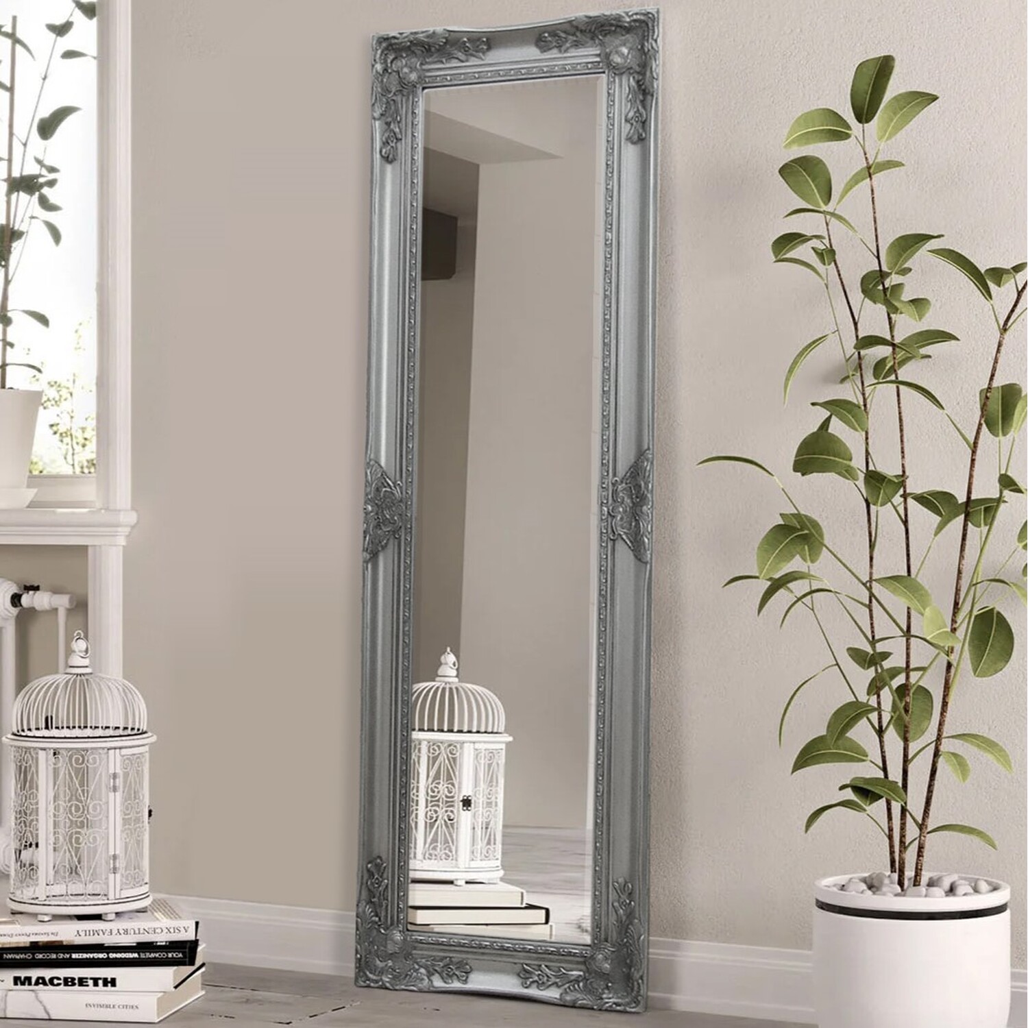 Image of Haddon Slim Mirror Antique Silver -&hellip;