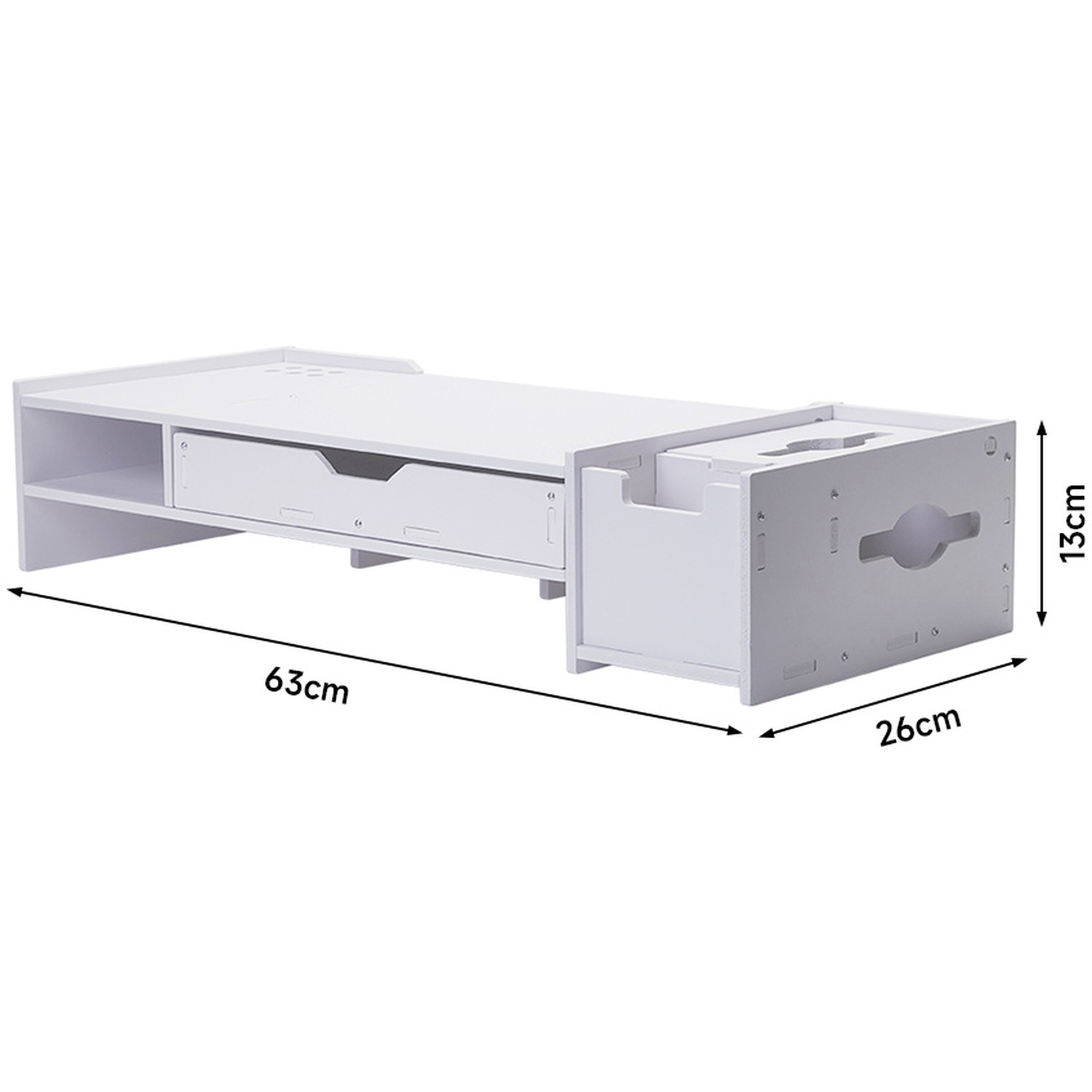 Home Office Multifunctional Monitor Stand Riser With Storage - White