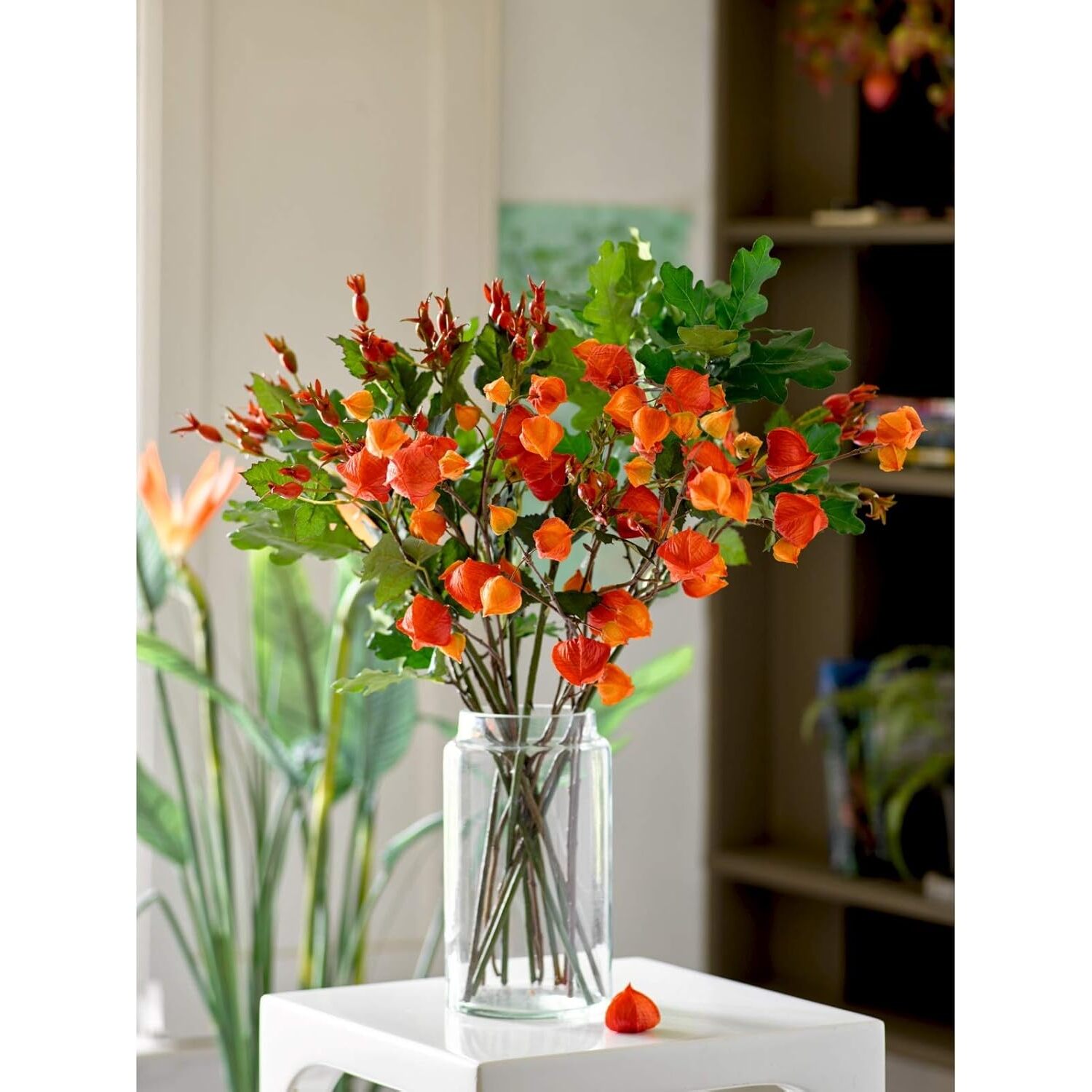 Artificial Single Chinese Lantern Flower Stem L74cm