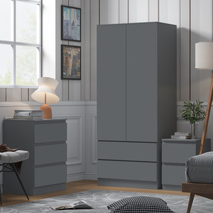 2 Door 2 Drawer Combination Wardrobe Dark Matt Grey
