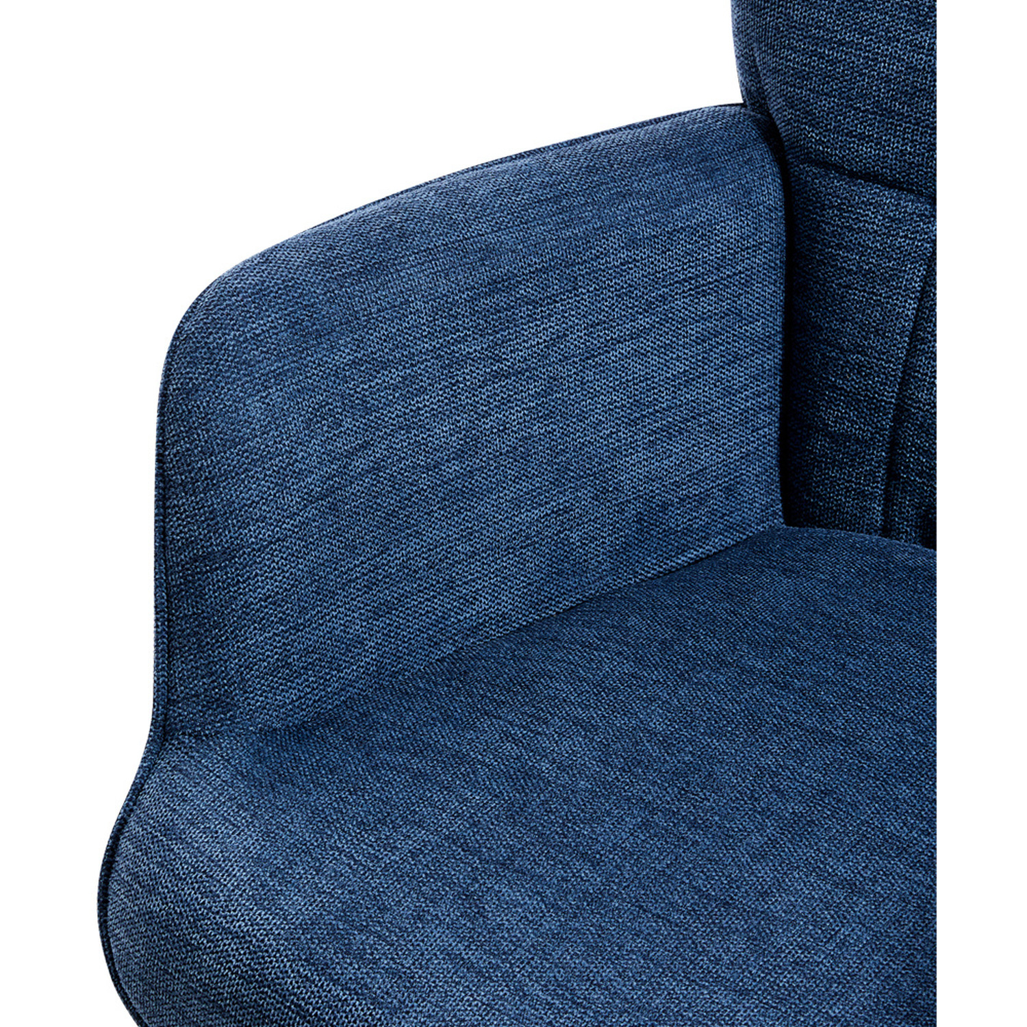 Upholstered Wingback Armchair With Footstool - Dark Blue