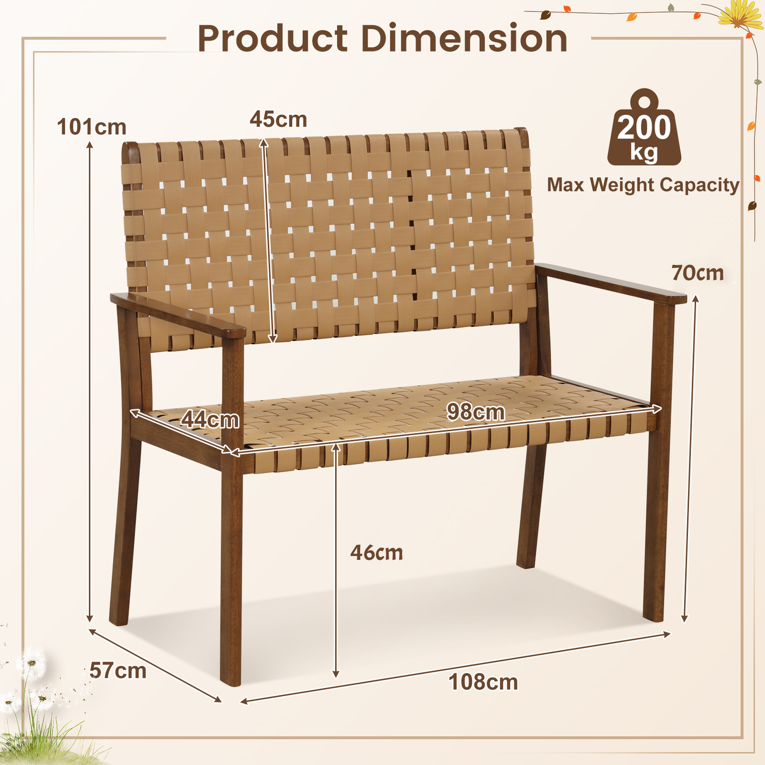 Outdoor All Weather Bench Patio Loveseat