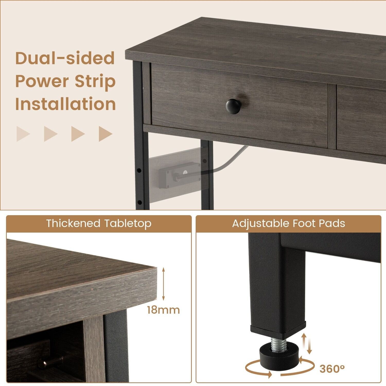 Entryway Console Table Side Table - Grey