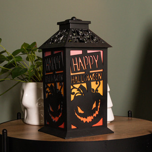 Battery Operated Light-up Happy Halloween Lantern Decoration with LEDs